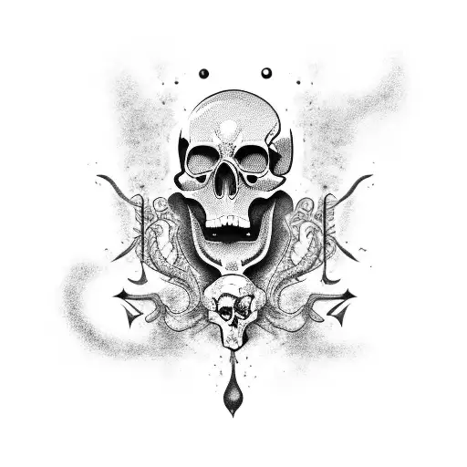 alchemy raven skull tattoo design idea