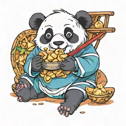 panda eating dumplings tattoo design idea