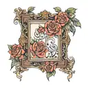 Empty antique frame tattoo design idea