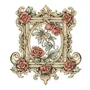 Empty antique frame tattoo design idea