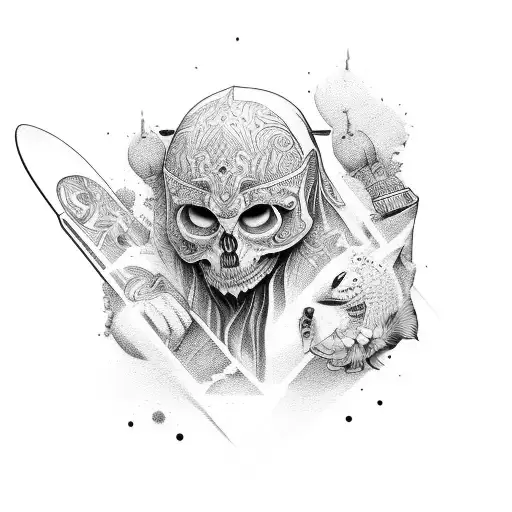 3 bestfriends with 1 skateboard tattoo design idea