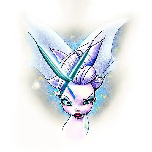 Tinkerbell sitting on a Navy Ancor tattoo design idea