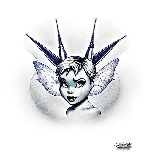 Tinkerbell sitting on a Navy Ancor tattoo design idea