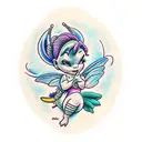 Tinkerbell sitting on a Navy Ancor tattoo design idea