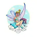 Tinkerbell sitting on a Navy Ancor tattoo design idea