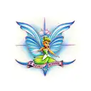 Tinkerbell sitting on a Navy Ancor tattoo design idea