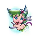 Tinkerbell sitting on a Navy Ancor tattoo design idea