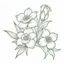 Daffodils, carnations and daisies tattoo design idea