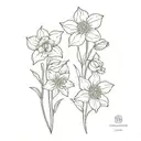 Daffodils, carnations and daisies tattoo design idea