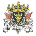 swedish map with three crowns and viking tattoo design idea