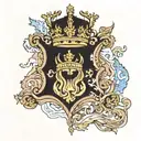 swedish map with three crowns and viking tattoo design idea