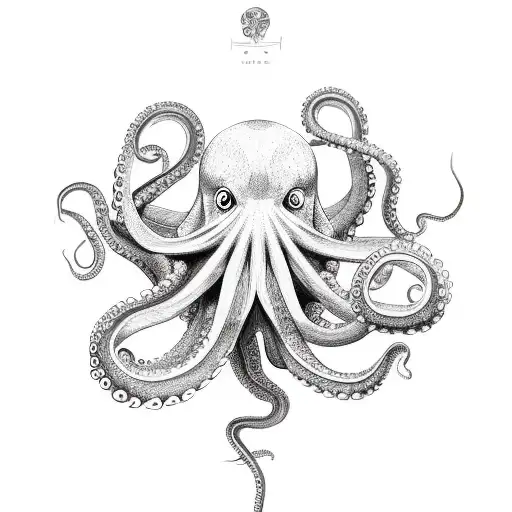 Download Abstract Rose Octopus Tattoo Design PNG Online - Creative Fabrica