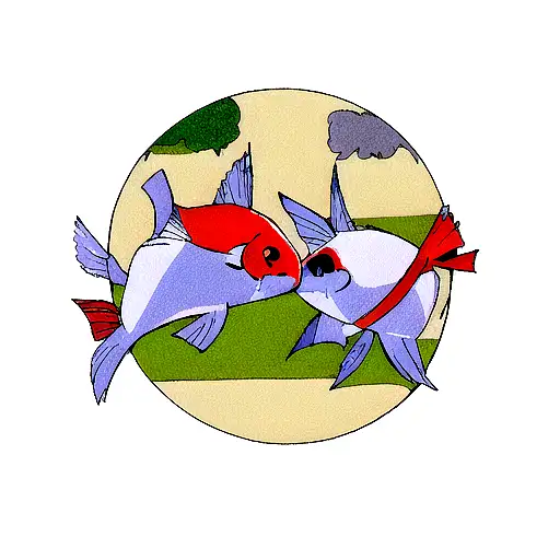 2 carps tattoo design idea