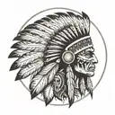 indian chief headress with skull and circle designs around it tattoo design idea