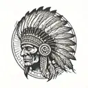 indian chief headress with skull and circle designs around it tattoo design idea