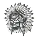 indian chief headress with skull and circle designs around it tattoo design idea