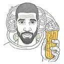 drake the rapper holding a corndog with love in his eyes tattoo design idea