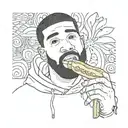 drake the rapper holding a corndog with love in his eyes tattoo design idea