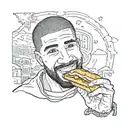drake the rapper holding a corndog with love in his eyes tattoo design idea