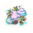 cotton candy on a stick with leaves tattoo design idea