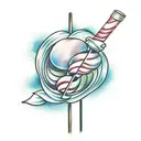 cotton candy on a stick with leaves tattoo design idea