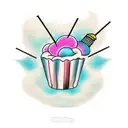 cotton candy on a stick with leaves tattoo design idea