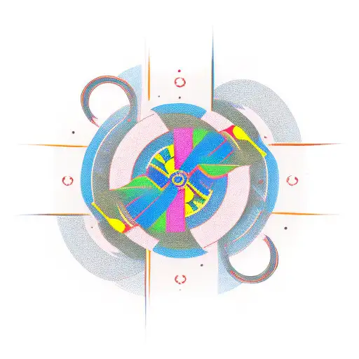 3 horizontal circles (one sun, one disc, one gear) tattoo design idea