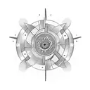 3 horizontal circles (one sun, one disc, one gear) tattoo design idea