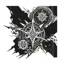 An intense tattoo design symbolizing the client's fascination with violence and madness, incorporating abstract shapes and dark textures to convey a sense of chaos tattoo design idea