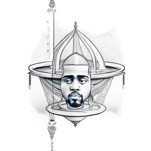 A detailed sketch of a Libra scale with J Cole lyrics incorporated into the design tattoo design idea