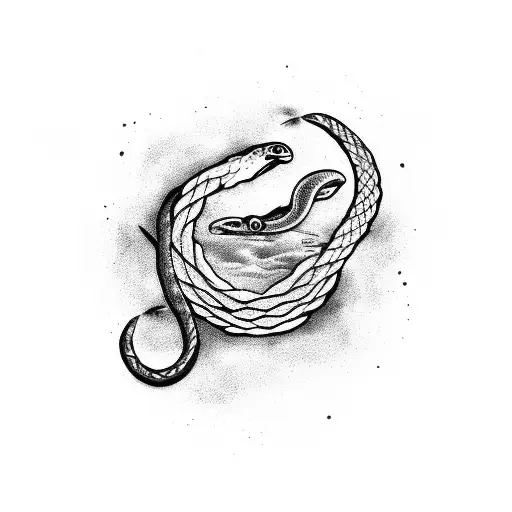 raven and snake  tattoo design idea