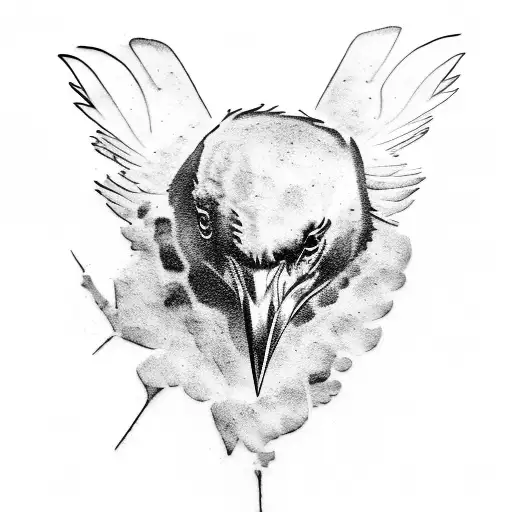decomposition raven tattoo design idea