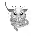 raven and snake  tattoo design idea