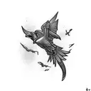 raven and snake  tattoo design idea