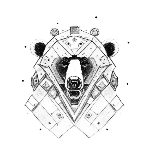 bear wearing armor protecting cubs tattoo design idea