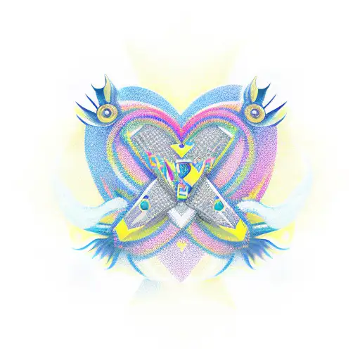 Polyamory symbol incorporated into a new-school design with infinite love tattoo design idea