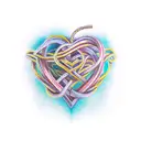 A realistic color tattoo of intertwined shibiri ropes forming a heart shape, symbolizing the client's love for polyamory tattoo design idea