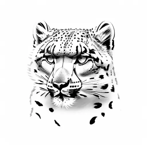 gaze of a calm snow leopard full body tattoo design idea