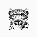 gaze of a calm snow leopard full body tattoo design idea