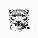 gaze of a calm snow leopard full body tattoo design idea