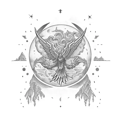 Phoenix, the phases the moon goes through tattoo design idea