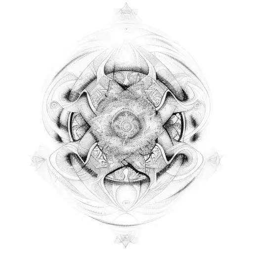 abstarct space with fractals tattoo design idea