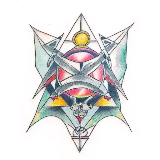 pendulum held by female hands tattoo design idea