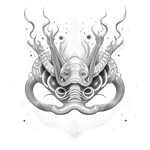 logo of diving mask whith snake hair tattoo design idea