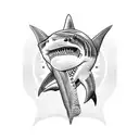 logo  shark head whith a tuba tattoo design idea