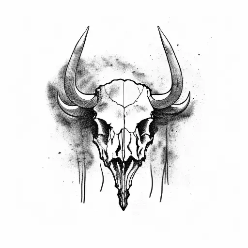 buffalo skull  tattoo design idea