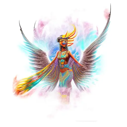 tribal lady phoenix tattoo design idea