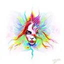 girl Phoenix tree flames tattoo design idea
