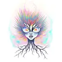 girl Phoenix tree flames tattoo design idea