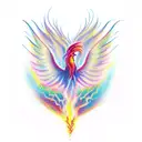 girl Phoenix tree flames tattoo design idea